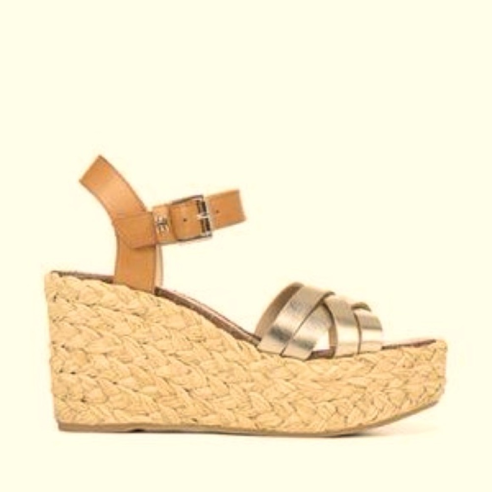 Sam Edelman Darlene Wedge Sandals 8.5 Metallic Gold Espadrille Braided Platform - Picture 3 of 16